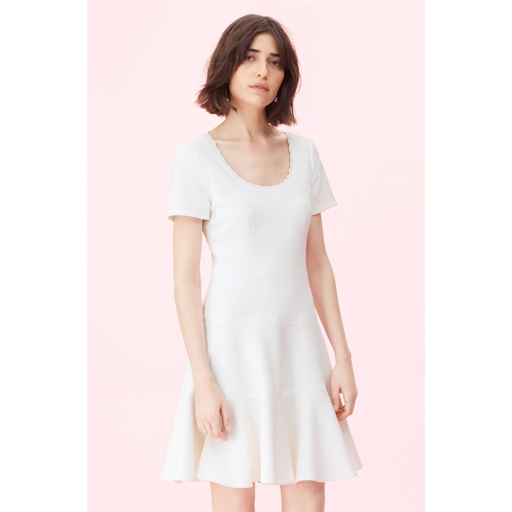 Rebecca Taylor stretch texture scoop neck dress white sz 00
